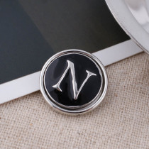 20MM English alphabet-N  snap silver  plated KB1264 with Enamel interchangeable snaps jewelry