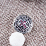 18mm cross snaps metal chunks with rose-red rhinestones
