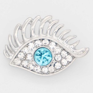 20MM eye snap Silver Plated with blue rhinestone KC6878 snaps jewelry