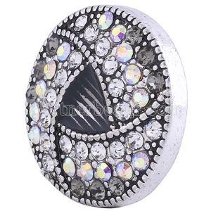 20MM Round snap Antique Silver Plated with gray rhinestones KC6019 snaps jewelry