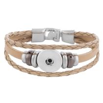 20CM Beige leather bracelets fit 18MM snaps chunks