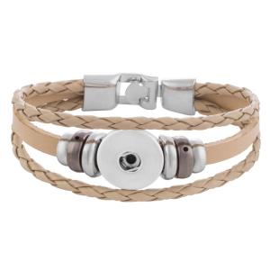 20CM Beige leather bracelets fit 18MM snaps chunks