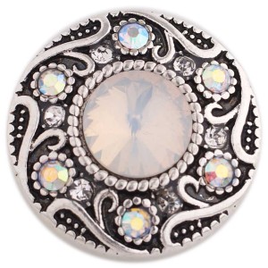 20MM design snap silver Antique plated with white Rhinestone KC6352 snaps jewelry