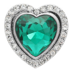 20MM love design snap Silver Plated with green rhinestone KC9924 snaps jewelry