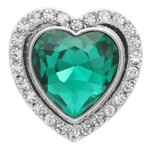 20MM love design snap Silver Plated with green rhinestone KC9924 snaps jewelry