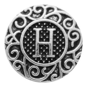 C20MM English alphabet-H snap Antique silver  KC6752 snaps jewelry
