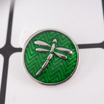 20MM Dragonfly snap Silver Plated with green Enamel KB7717 snaps jewelry
