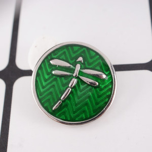20MM Dragonfly snap Silver Plated with green Enamel KB7717 snaps jewelry