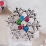 20MM Christmas snow flake snap Silver Plated with Rhinestone KC8771 snaps jewelry