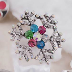 20MM Christmas snow flake snap Silver Plated with Rhinestone KC8771 snaps jewelry