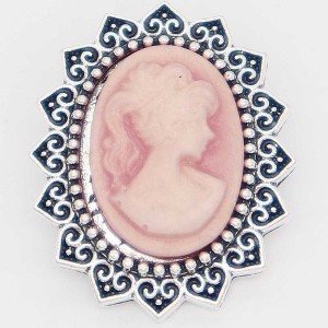 20MM lady snap Silver Plated with  pink resin KC6884 snaps jewelry