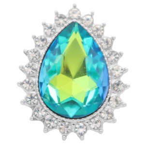 20MM design snap Silver Plated with green rhinestone KC6894 snaps jewelry