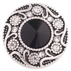 20MM design snap silver Antique plated with black Rhinestone KC6353 snaps jewelry