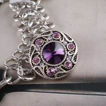 20MM design snap silver Antique plated with purple Rhinestone KC6354 snaps jewelry