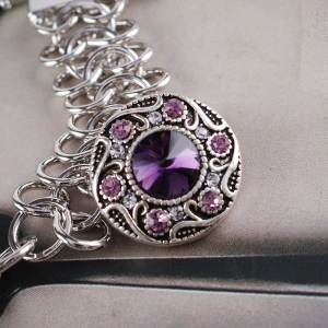 20MM design snap silver Antique plated with purple Rhinestone KC6354 snaps jewelry