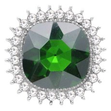 20MM design snap Silver Plated with green rhinestone KC6777 snaps jewelry