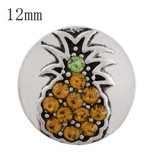 12MM fruit snap sliver plated with yellow Rhinestone KS6273-S interchangeable snaps jewelry