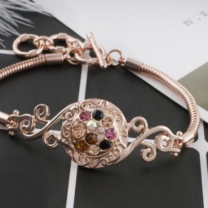 12MM round Rose Gold Plated with colorful rhinestone KS8075-S snaps jewelry