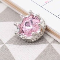 20MM crown snap Silver Plated with pink rhinestone KC6809 snaps jewelry