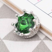 20MM crown snap Silver Plated with green rhinestone KC6813 snaps jewelry