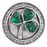 20MM snap Clover KC5086 with green Rhinestone interchangable snaps jewelry