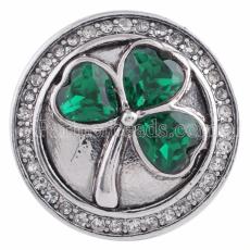 20MM snap Clover KC5086 with green Rhinestone interchangable snaps jewelry