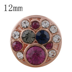 12MM round Rose Gold Plated with colorful rhinestone KS6279-S snaps jewelry
