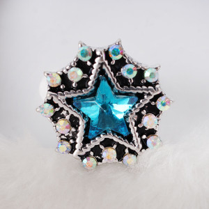 20MM Star snaps Antique Silver Plated  blue rhinestones KB6824 snaps jewelry