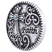 20MM Cross round snap Antique Silver Plated with light blue rhinestone KC6079 snaps jewelry