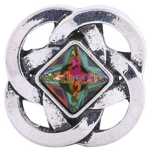 20MM snap Antique Silver plated with Colourful  Rhinestone KC6251 snaps jewelry multicolor