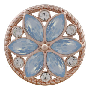 20MM round Rose-Gold Plated with Light blue opal KC7558 snaps jewelry