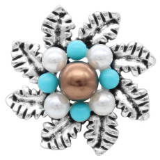 20MM Flowers design snap  Plated pearl KC951 snaps jewelry