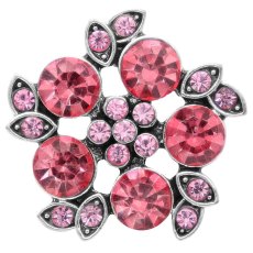 20MM design snap Silver Plated with rose-red rhinestone KC6780 snaps jewelry