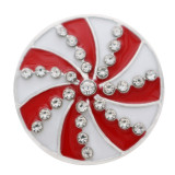 20MM Christmas snap sliver Plated with rhinestone and enamel KC7694 snap jewelry