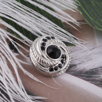 20MM Round snap Silver Plated with black rhinestone KB6172 snaps jewelry