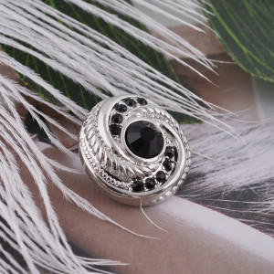 20MM Round snap Silver Plated with black rhinestone KB6172 snaps jewelry