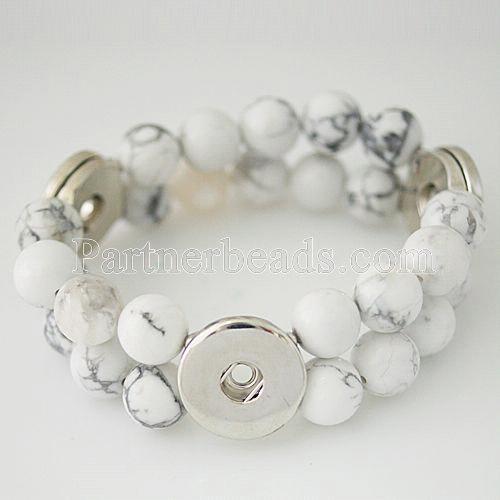 white howlite bracelets Fit 18/20mm snaps chunks