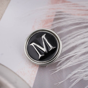 20MM English alphabet-M  snap silver  plated KB1263 with Enamel interchangeable snaps jewelry