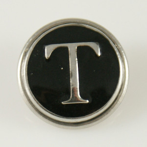 20MM English alphabet-T  snap silver  plated KB1270 with  Enamel interchangeable snaps jewelry