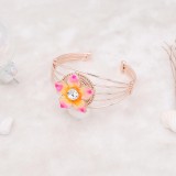 20MM Flowers snap gold Plated with rhinestone and pink enamel KC6971 snaps jewelry