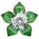 20MM Flowers snap gold Plated with  rhinestone and green enamel KC6970 snaps jewelry