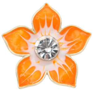 20MM Flowers snap gold Plated with rhinestone and  orange enamel KC6973 snaps jewelry