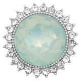 20MM design snap silver Plated with Green rhinestone KC6976 snaps jewelry