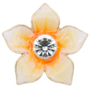 20MM Flowers snap gold Plated with  rhinestone and yellow enamel KC6969 snaps jewelry