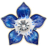 20MM Flowers snap gold Plated with  rhinestone and blue enamel KC6972 snaps jewelry