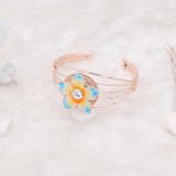 20MM Flowers snap gold Plated with rhinestone blue enamel KC6974 snaps jewelry