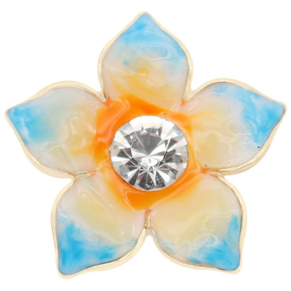 20MM Flowers snap gold Plated with rhinestone blue enamel KC6974 snaps jewelry