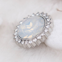 20MM design snap silver Plated with White rhinestone KC6978 snaps jewelry