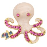 20MM design Octopus  gold plated snap With red rhinestones Enamel KC9111 snaps jewelry