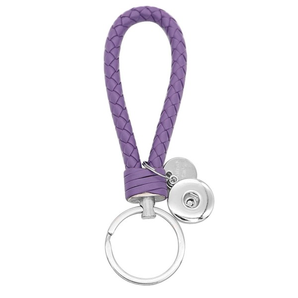 PU leather Keychain Keychain with purple button fit snaps chunks KC1217 Snaps Jewelry